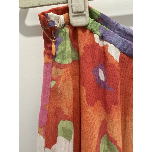 Sigrid Olsen Sport Maxi Skirt Petite 12 Bright Spring Colors Button Zip Closure - Picture 6 of 10